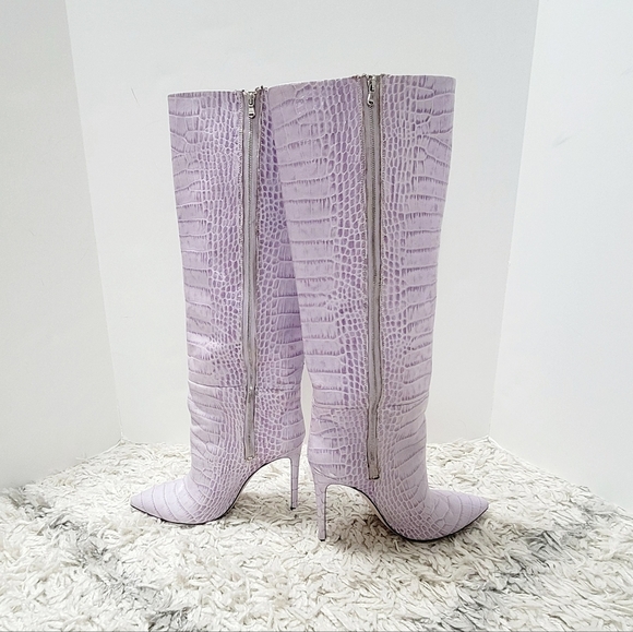 Paris Texas lilac embosed croco Stiletto knee high boots - Picture 11 of 14